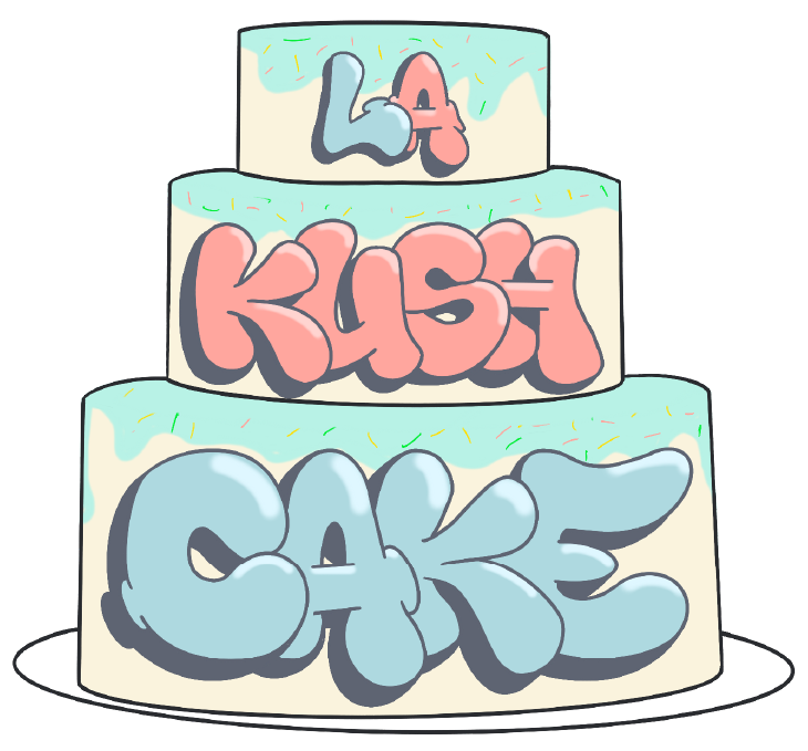 LA Kush Cake is an indica cross between Wedding Cake and Kush Mints. It smells like vanilla and has an earthy peppermint taste. It’s an easy and smooth hitter with potentially relaxing effects.